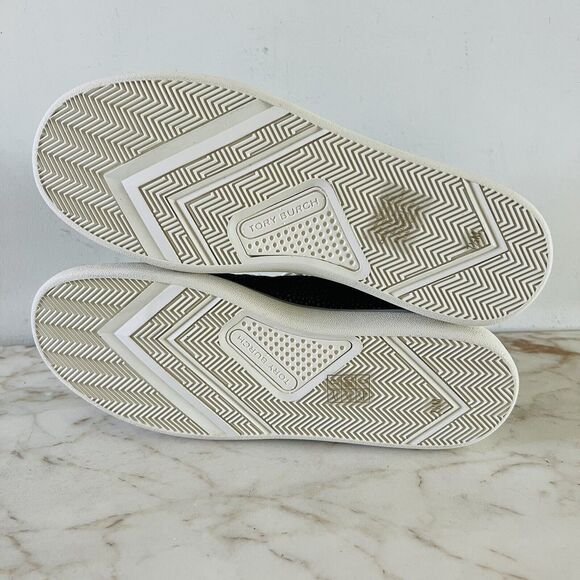 TORY BURCH Howell Court Black Ivory Spotted Haircalf Leather Sneakers - US 7.5 - Picture 8 of 9